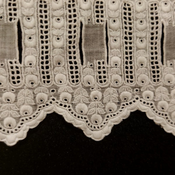 Exquisite Fine Hand Embroidered Lace Trim - Eyelets - Ribbon Insertion ...