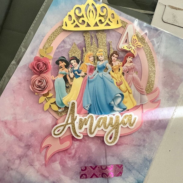 Princess Birthday Cake Topper: Pink & Gold Royal Party Decoration - Etsy