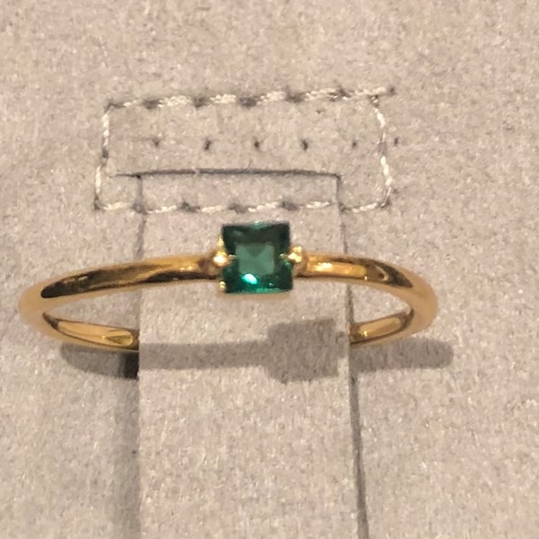 Green Ring in Gold for Women, Adjustable Open Rings for Women With a ...