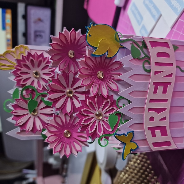Whimsy Floral Garden Card in A Box 3D SVG - Etsy