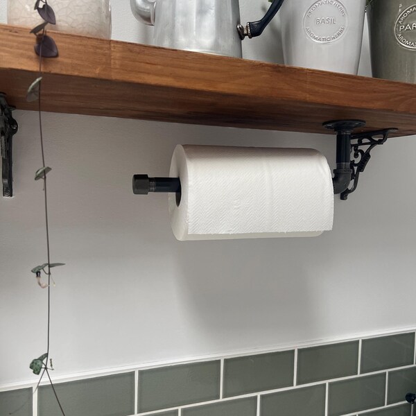 thumbnail interactive-video image 1 of Industrial Black Steel Bathroom Accessory Set – Toilet Roll Holder, Towel Rail & Hook 1 of 6