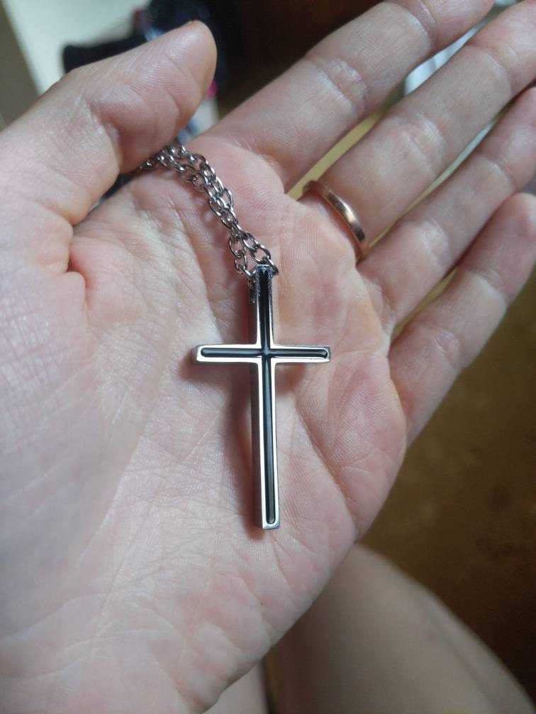 Personalize Cross Necklace For Men, Custom Silver Cross Pendant, Engraved Religious Jewelry, Christian Jewelry, Husband Gift, Boyfriend Gift