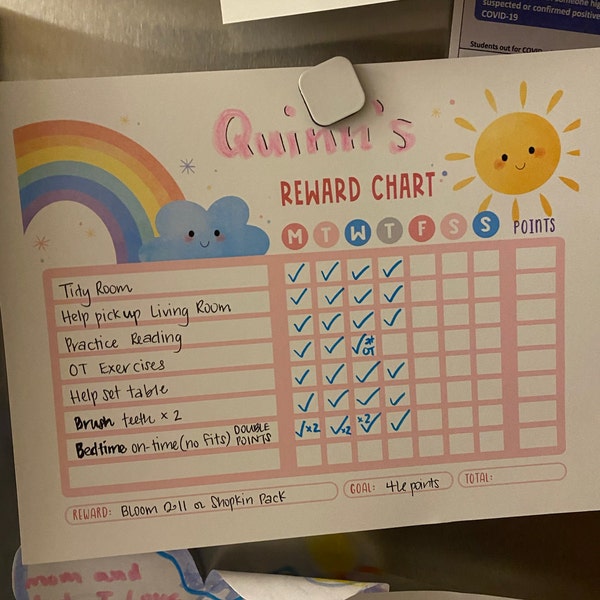 Sunshine & Rainbow Printable Reward Chart for Kids Chore Chart for ...