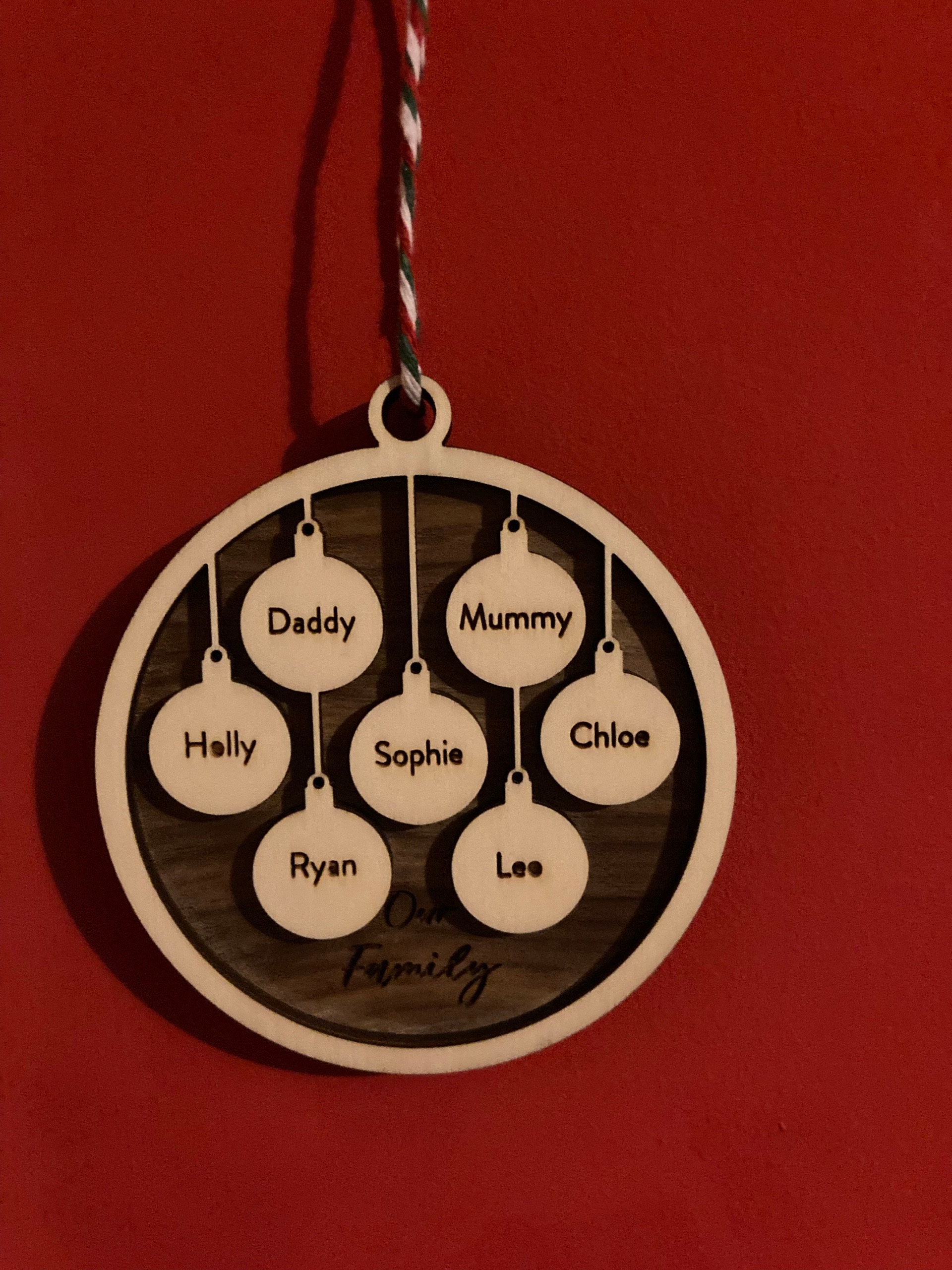 Personalised Family Christmas Ornament, Hanging Stockings, Custom, Family Gift Decor, First Family Christmas Decoration, Names, 2021 2022