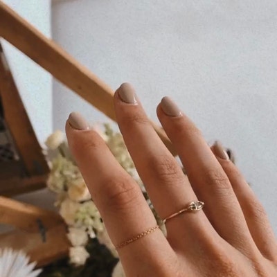 14k Dainty Chain Ring / Super Dainty Link Chain Ring / Barely There ...