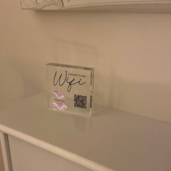 Wifi Acrylic Block Plaque With Password Info and QR Code Office Cafe ...