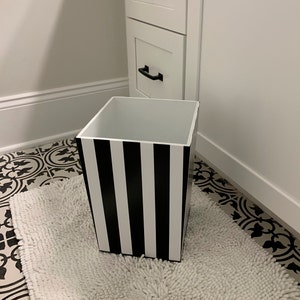 Black and White Trash Can, Garbage Can, Trash Can for Bathroom, Waste ...