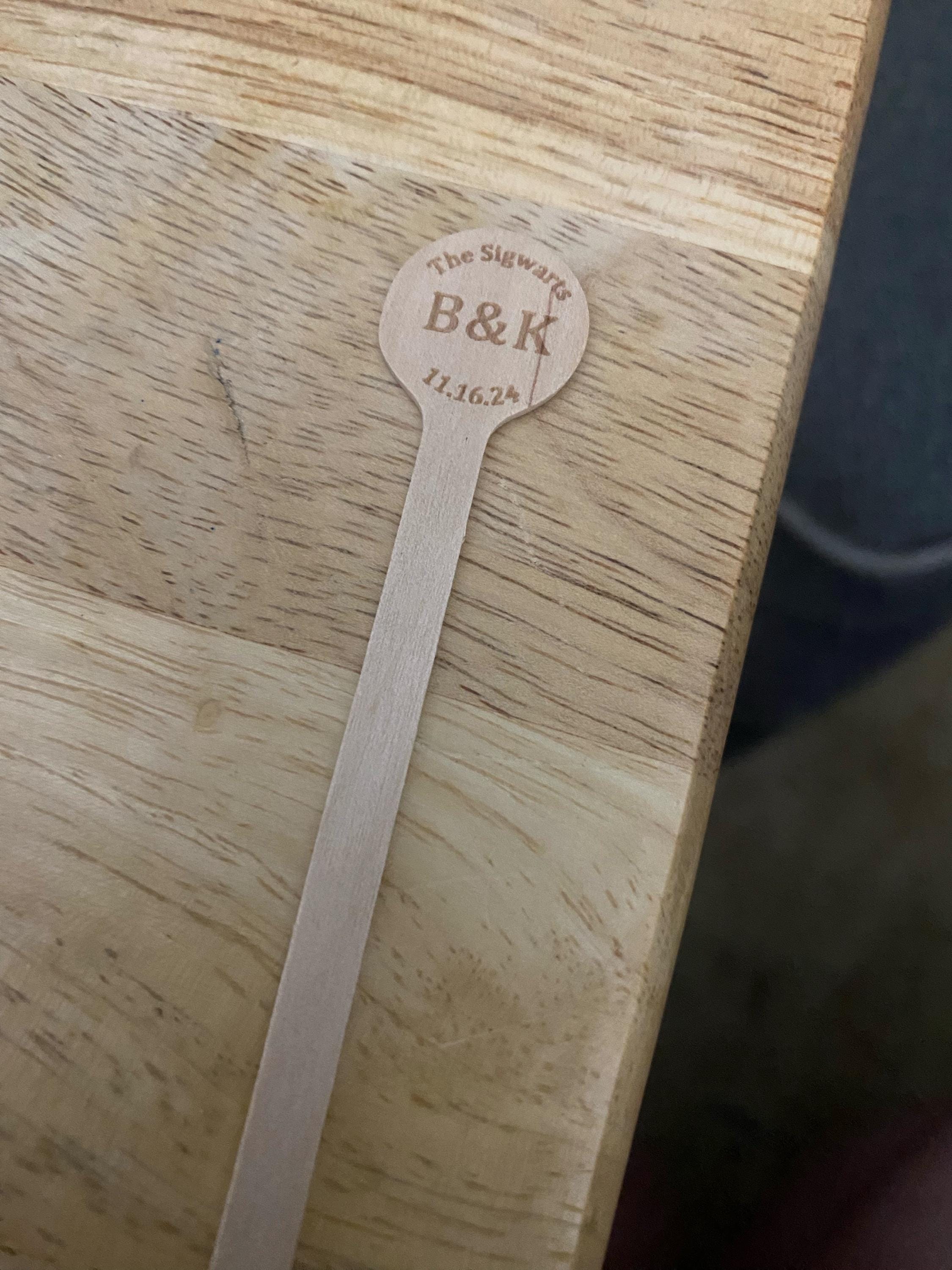 Natural Wooden Drink Stirrers 100- Coffee Stirrer - Beverage Bar Stick Wood Drink Stirs Customized LOGO for Personalized Wedding Party Cafe