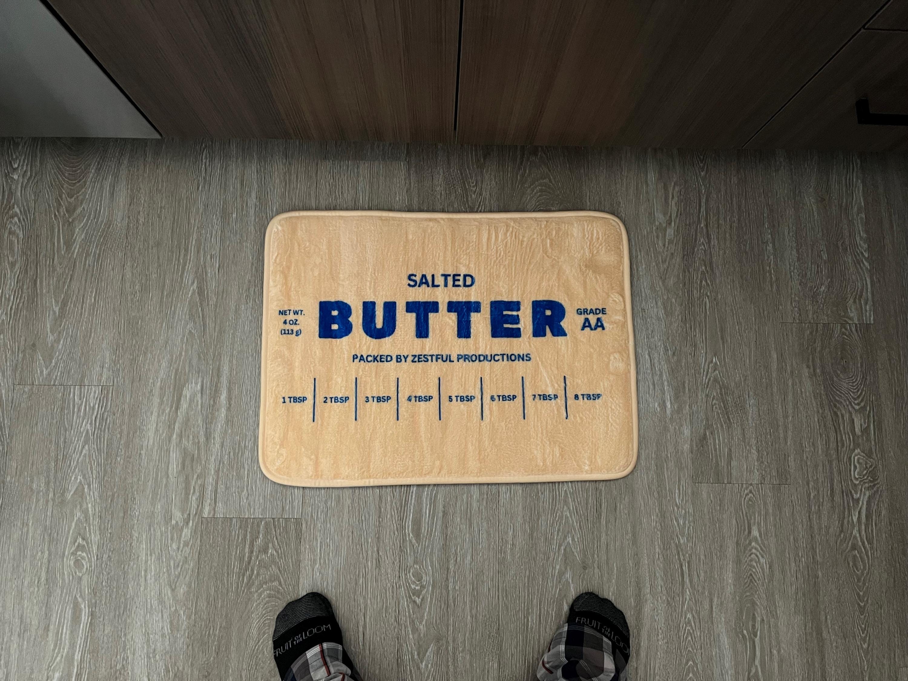 Salted Butter Bath Mat  Quirky Foodie Decor Memory Foam Comfort Chef Gift Fun Kitchen & Bathroom Housewarming and Wedding Gift