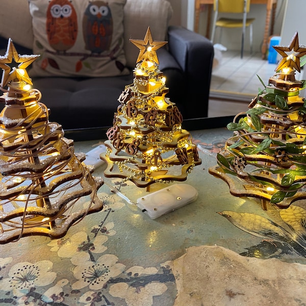 Christmas Tree Kit. Miniature Wooden Desktop Tree Made From a Single ...