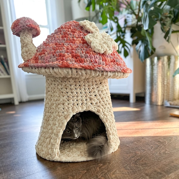 Mushroom Cat House Crochet Pattern - PDF File - Etsy