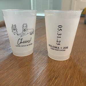 Wedding Frosted Cups, Pet Wedding Frosted Cup Favors, Custom Pet Wedding Frosted Cups, Personalized Pet Wedding Plastic Cups as Favors (633)