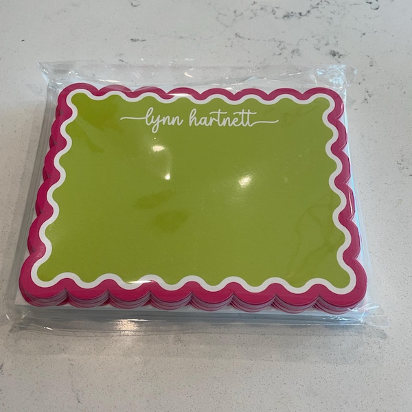 Scalloped Stationery Set - Personalized Note Cards With Envelopes ...