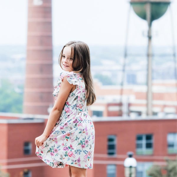 Claudette Two Light Blue Handsmocked Bows Girl Dress