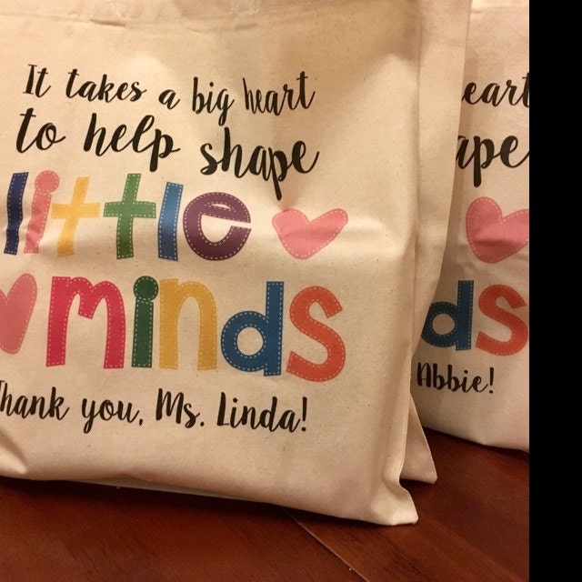 teacher tote bag - adorable teacher tote for kindergarten, first grade - teacher gift big heart to help shape little minds 22MSCL-022-BBag