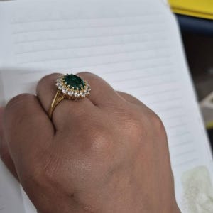 Emerald & Diamond Ring, Silver 925, Real 18K Gold Filled - Etsy