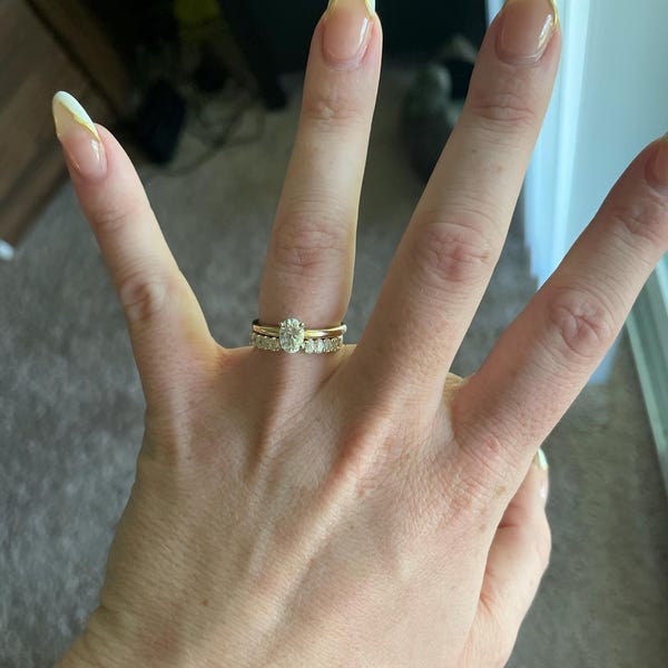 Oval Moissanite Open Wedding Band | Solid Yellow Gold Moissanite Gap ...