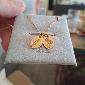 Personalized Necklace With Hand-drawn Birth Flowers–gift