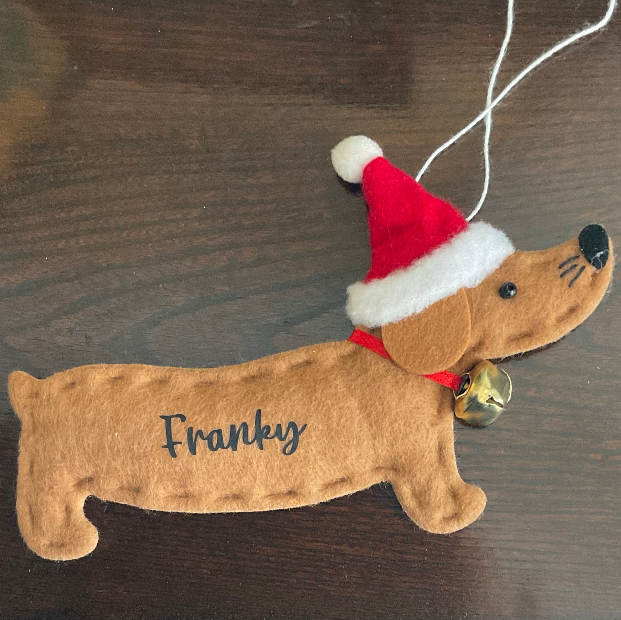 Personalized Dachshund dog Christmas ornament, sausage dog ornament, weiner dog ornament