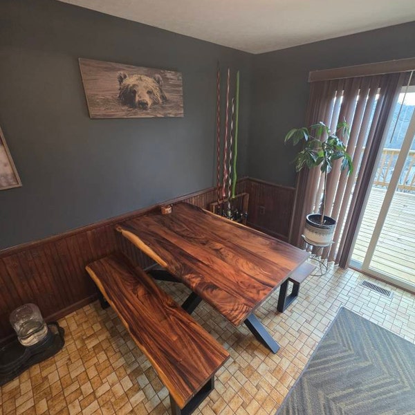 Live Edge Walnut Dining Table: Modern Steel Legs, Hand-crafted - Etsy