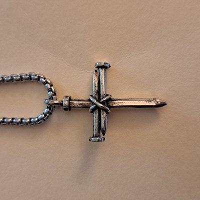 Nail Cross With Crown of Thorns on Snake Chain aa4chainsn - Etsy