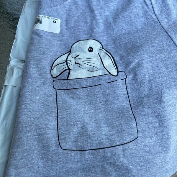 Pocket Rabbit T-shirt, Cute Rabbit Tee, Funny Bunny Unisex Shirt ...