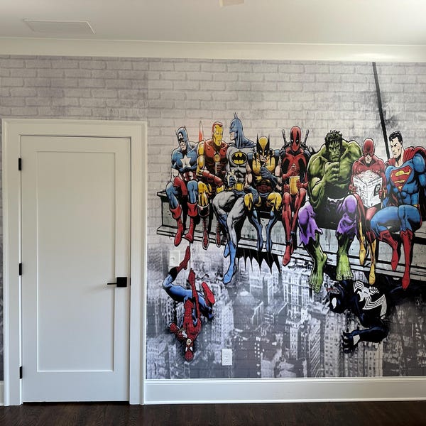 Kid Room Wallpaper | Superhero Wall Decal | Peel and Stick | Removable ...