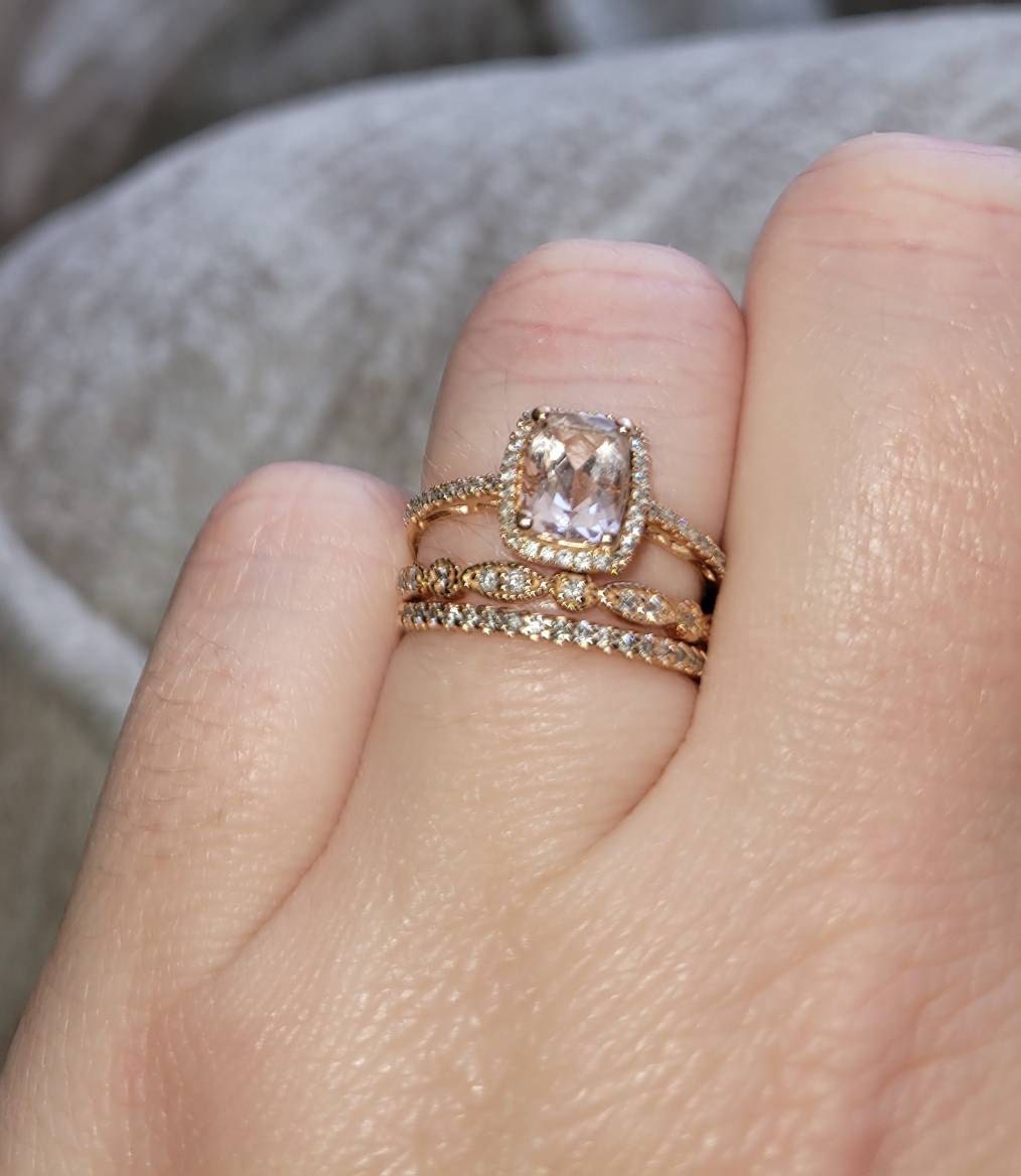 Art Deco Antique Style Diamond Milgrain 14K White/Yellow