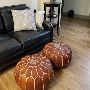 Premium hecho a mano cuero marroquí puf otomano pouffe | Etsy