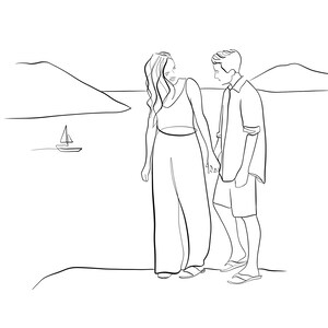 Custom Couple portrait line drawing from a photo Custom | Etsy