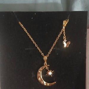 Collier lune étoile pour femme en argent sterling 925 avec pendentif en forme de croissant de lune avec opale et étoile étincelante - pour maman et adolescente, Argent sterling, Zirkonia