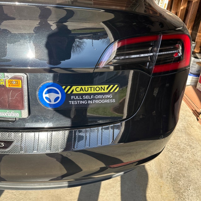 CAUTION: STUDENT ROBOTAXI bumper MAGNET sticker/decal for Tesla Autopilot  FSD