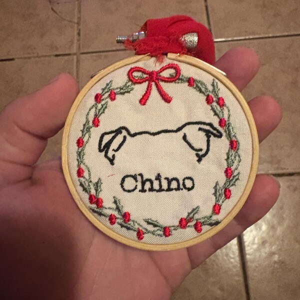 Embroidered Dog Ornament: Personalized Pet Embroidery Hoop Gift - Etsy