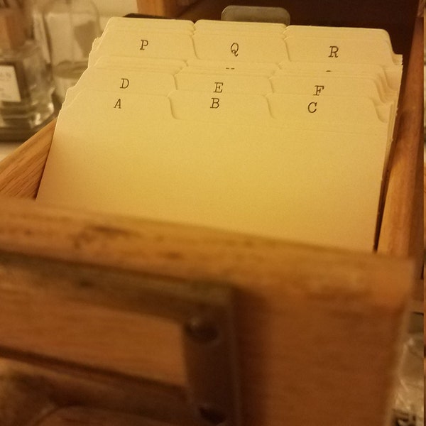 Catalog Card Dividers With Tabs for Literary Wedding Escort Cards