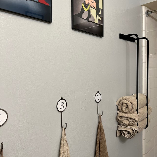 Bathroom Organizer Wall Shelf With Towel Hooks – KBNDecor