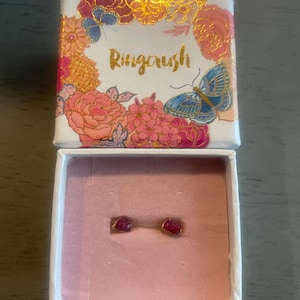 Customer photo from Perlalyn, Dainty Raw Ruby Stud Earrings in Sterling Silver
