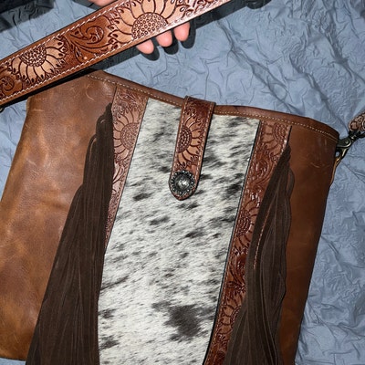 Morgan Leather and Cowhide Concealed Carry Purse With Fringe Medium ...