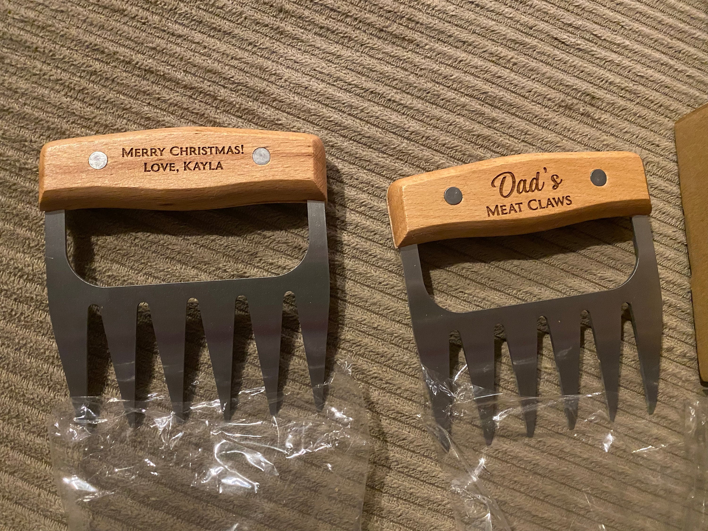 Personalised Meat Shredder Claws Set of 2-Wooden and Stainless Steel-Barbecue BBQ Gift-Meat Lovers-Housewarming-Gift for Him-Gift for Her