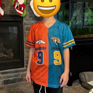 Custom Two Football Team Baby Bodysuit, House Divided Football Toddler and Youth Jersey, House Divided Kid's Shirt, Split Team Kids Shirt