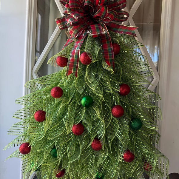 1.5x10yd Slash/ticking Stripe Ribbon, White/red/green, RGB122527, Bow ...