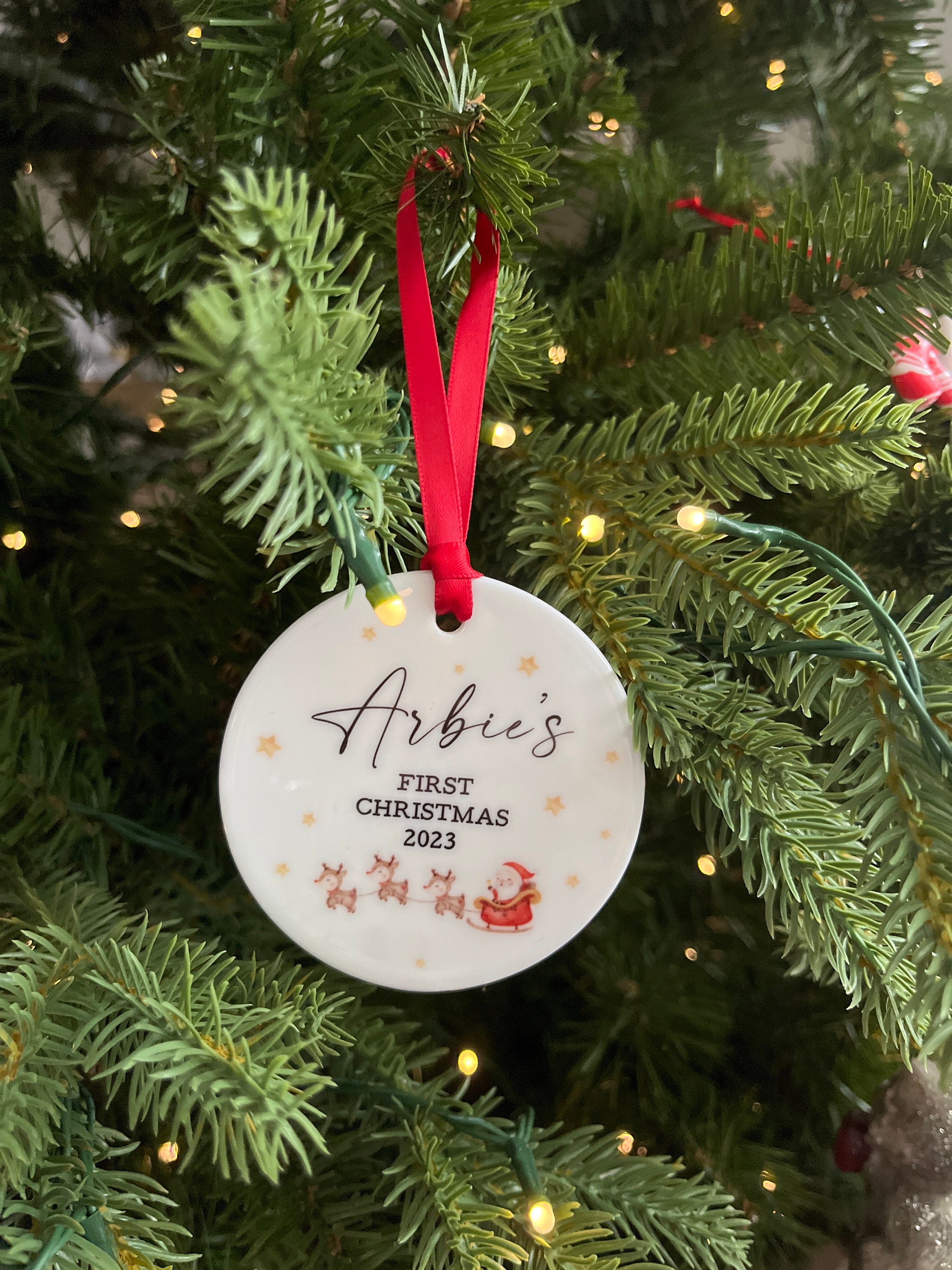 Babies First Christmas Bauble, Personalised first Christmas bauble, new baby bauble, First Christmas Gift, Personalised Santa Tree Decor