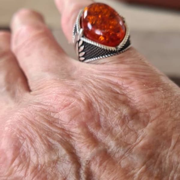 Solid 925 Sterling Silver Turkish Ottoman Archer Thumb Ring For Men - Size 9, No Stone, Gift Box