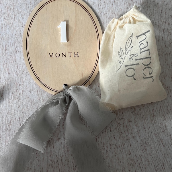 Wooden Trim Ribbon Bow Interchangeable Milestone Cards | Personalize ...