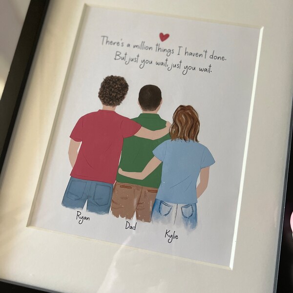 Personalized Framed Wall Art Father and Kids, Toddlers and Dad Portrait ...