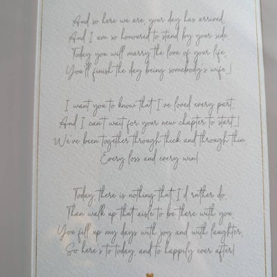 Poem for Bride From Bridesmaids/maid of Honour Gift to Bride - Etsy