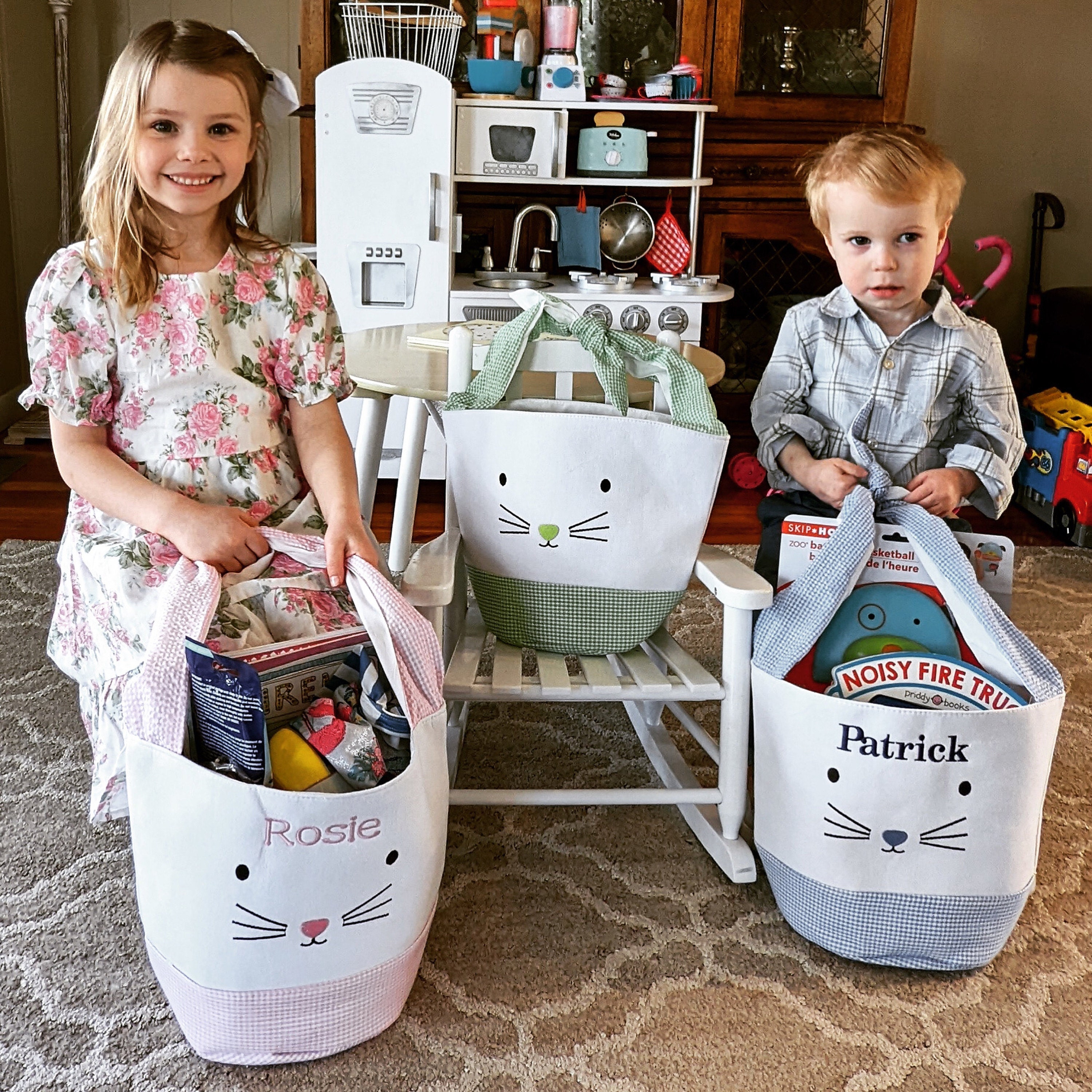 Easter basket, Personalized Easter Basket, monogram easter basket, girls basket, boys basket, girls easter basket, embroidered, Check, bag