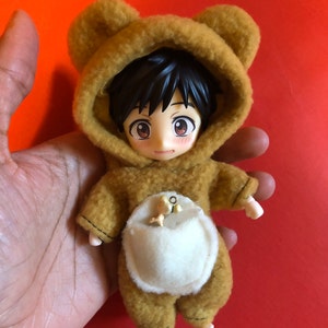 Handmade Nendoroid Clothes Obitsu 11 BJD Pink Sakura Bear Onesie