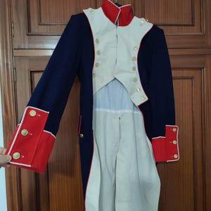 archive 23区 wool napoleon jacket navy 38 Men's Navy Blue Wool Napoleon Jacket: 18th Century Regiment
