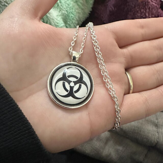 Glowing Biohazard Toxic Chemical Symbol Necklace or Keychain