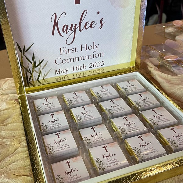 First Holy Communion Chocolate Box, Gift for Guest, Boy Communion ...